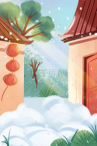 新年快乐扁平插画图片_扁平卡通红色喜庆春节过年插画