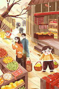 台阶贴图插画图片_年货节年货春节饼干配图