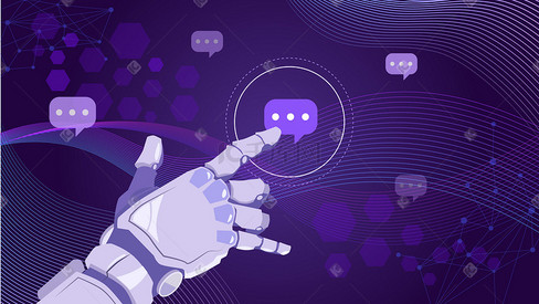 紫色科技智能AI人工智能现代信息插画