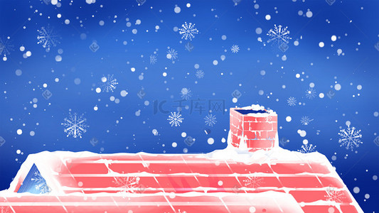 蓝色红色唯美卡通圣诞节外国节日插画圣诞