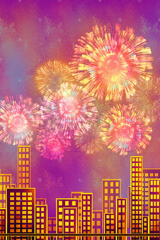 新年烟花绚烂烟火元旦跨年海报烟花