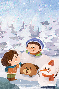 节气冬至大雪插画图片_冬至节气冬至儿童吃水饺可爱场景