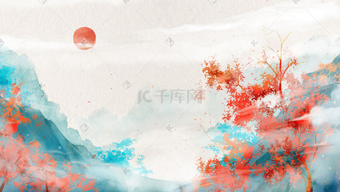 中国水墨手绘插画