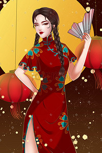 中国风女生节插画图片_38妇女节女神节女生节