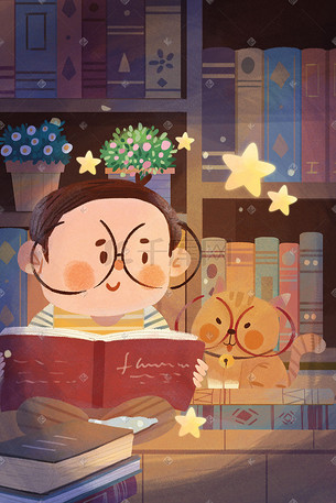 看书书籍插画-看书书籍配图-千库网