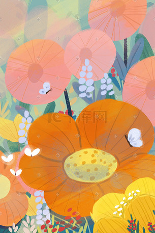 卡通花朵可爱插画-卡通花朵可爱配图-千库网