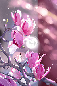 玉兰花插画图片_玉兰花花海花儿配图