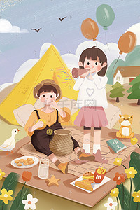 卡通活动海报插画图片_六一儿童节 61快乐 小朋友聚餐