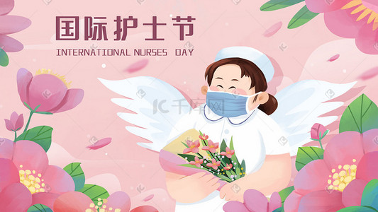 护士节医生插画图片_护士512国际护士节天使花场景