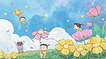 六一儿童节儿童花朵梦想飞翔治愈系