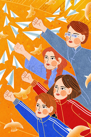 54五四青年节插画