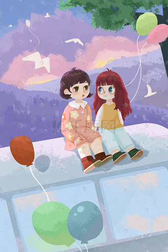 下载插画梦幻唯美治愈系紫色粉色配图个人vip和企业vip免费下载插画