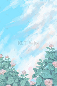 卡通气球花插画图片_夏天夏季简单背景夏日蓝色晴空球花