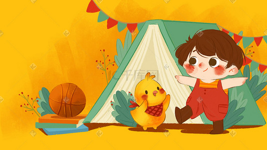 小鸡打篮球插画图片_卡通儿童书本小鸡手绘插画