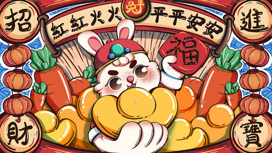 2023广州插画图片_2023年兔年插画手绘兔子新年新春手绘