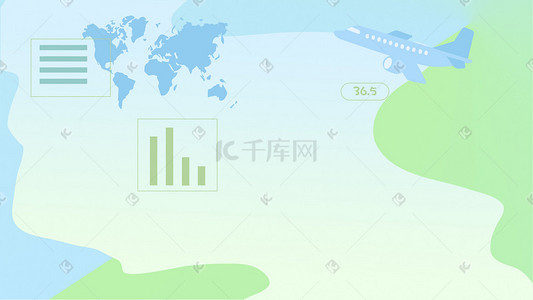 简约飞机插画图片_扁平简约科技地球数据蓝色飞机智能