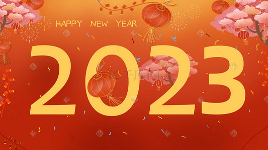 2023兔年海报插画图片_2023年兔年春节新年红色插画