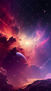 彩色云雾插画图片_彩色科技星云太空