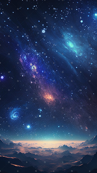 科技插画图片_彩色科技梦幻星空