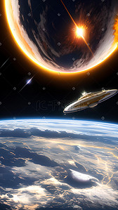 科幻太空星空星球数字艺术插画