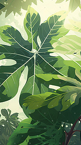 自然叶子插画图片_绿色植物自然叶子