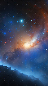 星星星空背景插画图片_彩色梦幻星空背景