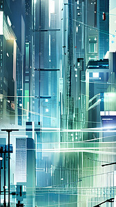 科技现代科技插画图片_现代科技赛博朋克城市场景未来感