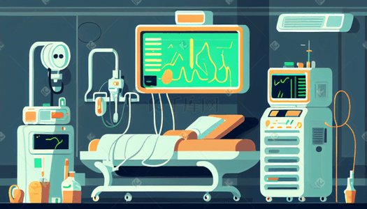 医疗器械手术室场景插画