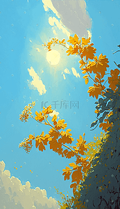 黄色夏季盛开的油画质感花朵