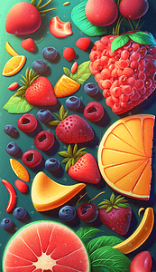 美味夏季美食插画图片_彩色夏季水果美食