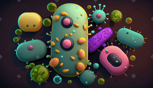 细菌癌细胞插画图片_彩色治病细菌扁平化插画