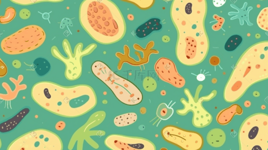 体内细菌插画图片_彩色治病细菌扁平化插画