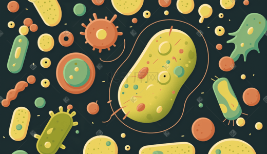 抑制细菌插画图片_彩色治病细菌扁平化插画