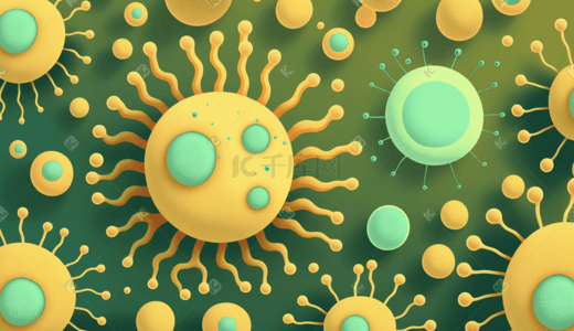 细菌流线插画图片_彩色治病细菌扁平化插画