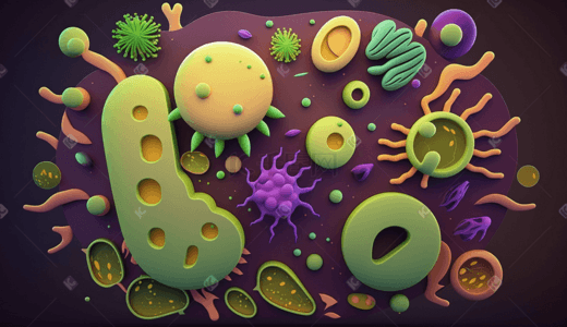 细菌癌细胞插画图片_彩色治病细菌扁平化插画