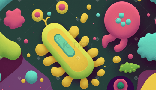 细菌小子插画图片_彩色治病细菌扁平化插画