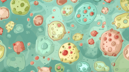 放大镜下的细菌插画图片_彩色治病细菌卡通插画