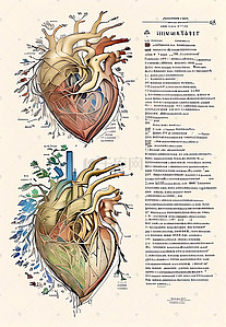 盗梦笔记插画图片_人体心脏器官医学研究笔记