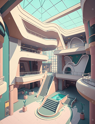 彩色立体商场内景