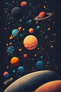 ai航空航天插画图片_航空航天宇宙星球插画