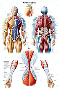 人体肌肉插画图片_人体肌肉组织图鉴