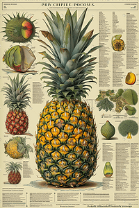 菠萝植物插画图片_植物科普科学展示手绘插图