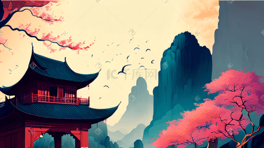 高清中国风背景插画图片_插画背景中国风山水10