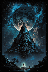 一个漂浮的钻石寺庙黑色凝视