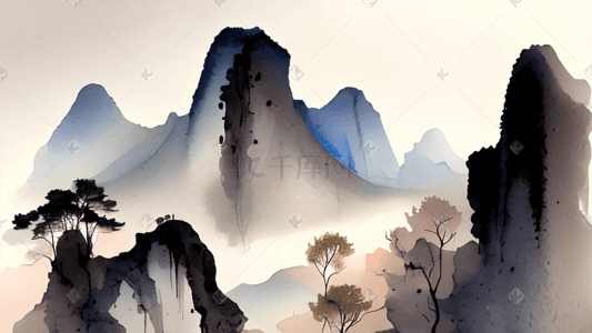 高清中国风背景插画图片_插画背景中国风山水15