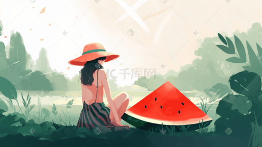 度假创意插画图片_夏季清凉创意度假扁平化插画