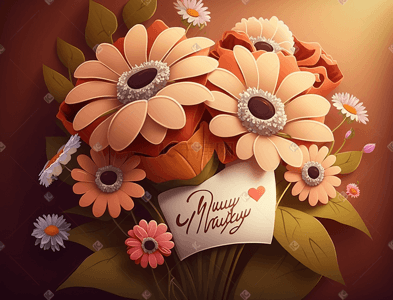 寄语新一年插画图片_母亲节温馨礼物花朵寄语