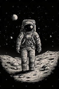 宇航员在太空插画图片_航天航空宇航员在太空卡通插画