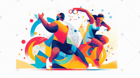 彩色奥运会体育健身运动插画
