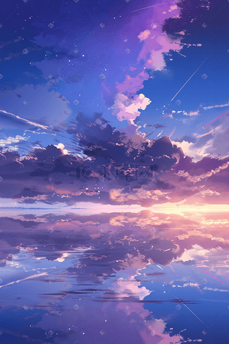 梦幻唯美天空风景插画自然场景